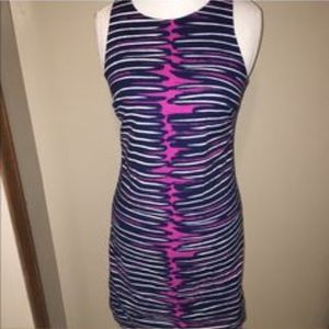 Womens Trina Turk 6 Shift Dress Blue Purple Stripe